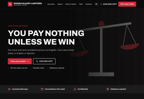 Rivera Injury Lawyers: You pay nothing unless we win